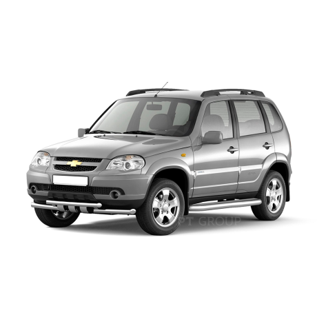 Защита порогов с алюм. фигурной площадкой d63мм (НПС) CHEVROLET Niv@ (2009-н.в.), L@DA Niv@ (2020-н.в.), L@DA Niv@ Travel (2021-н.в.) купить недорого с доставкой в Абакан